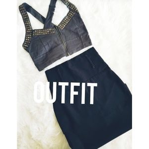 Black pencil skirt and crop top